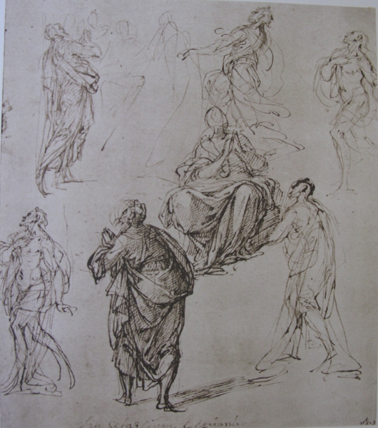 Studies of Seven draped and half-draped figures